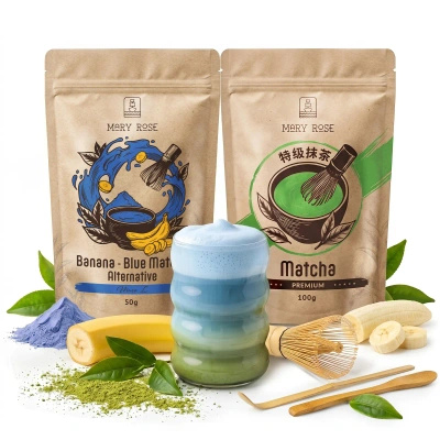 Zestaw do kolorowego Matcha Latte: Matcha + Blue Matcha + akcesoria