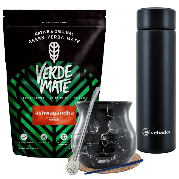Zestaw Yerba Verde Mate Ashwagandha 500g termos 