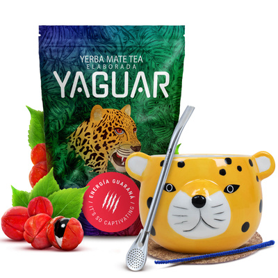 Zestaw Yerba Mate Yaguar Energia Tykwa Gatito 500g