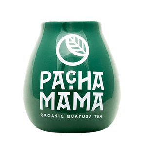 Tykwa ceramiczna z logo Pachamama (zielona) 350 ml