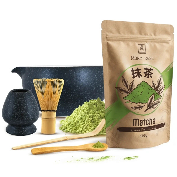 Zestaw do parzenia herbaty matcha: matcha 100g + akcesoria