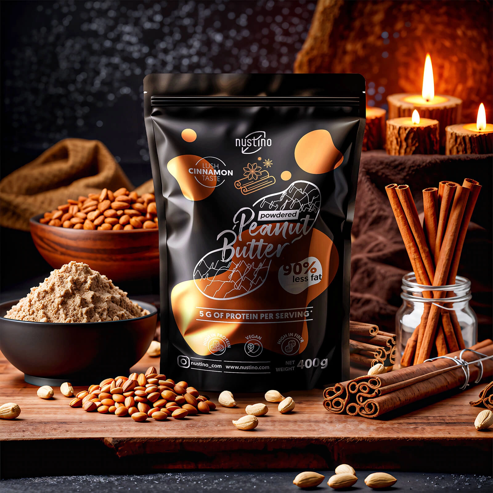 Masło orzechowe w proszku Nustino Cinnamon