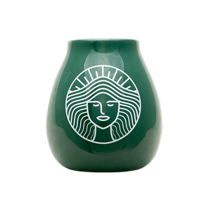 Tykwa ceramiczna z logo Pachamama (zielona) 350 ml