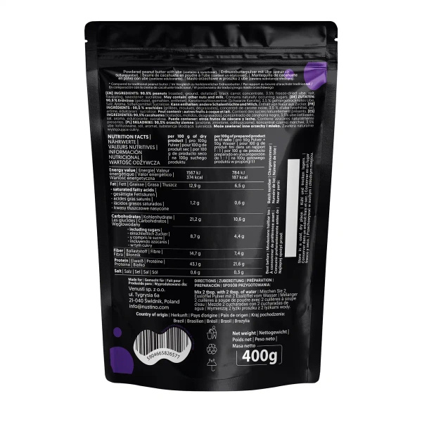 Nustino – Masło Orzechowe w Proszku – Ube (bez dodatku cukru) 400 g