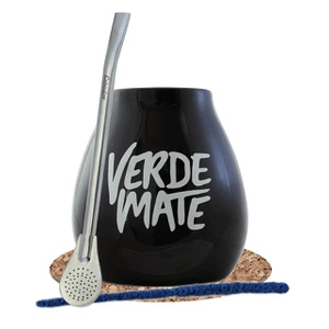 Zestaw tykwa czarna Verde Mate + bombilla