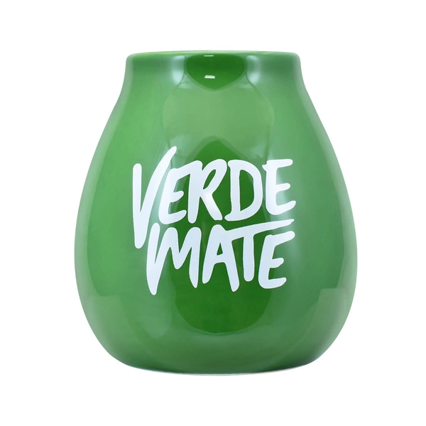 Tykwa ceramiczna zielona z logo Verde Mate - 350 ml