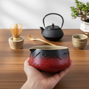 Matchawan – Ceramiczna miseczka do matchy z dzióbkiem – Mountain (czerwona)