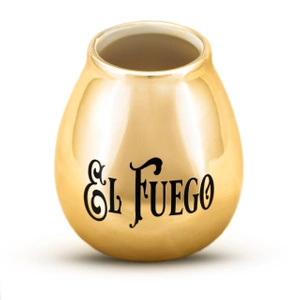 Tykwa Ceramiczna z logo El Fuego (złota) 350 ml