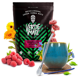 Zestaw Yerba Mate Verde Mate Raspberry 500g Tykwa + Bombilla