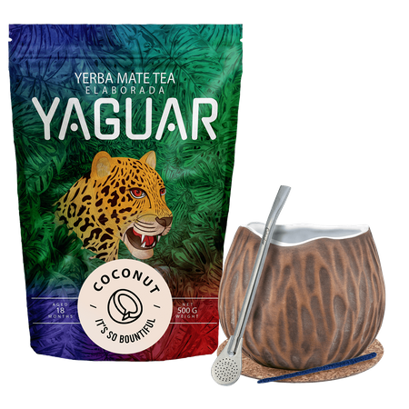 Zestaw Startowy Yerba Mate Yaguar Coconut 500g 